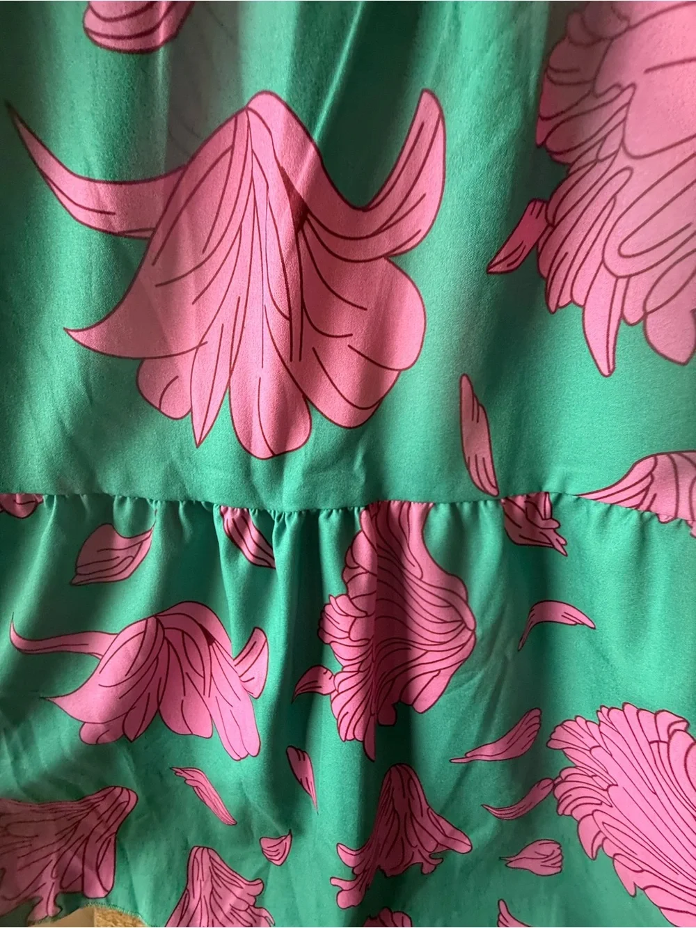 Woman's SHEIN Green Sleeveless Dress with Pink Floral Print large